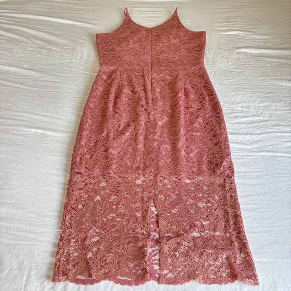 Dress the Population Mauve Gold Lace Leilani Illusion Hem Midi Dress • Size XL - Picture 3 of 16